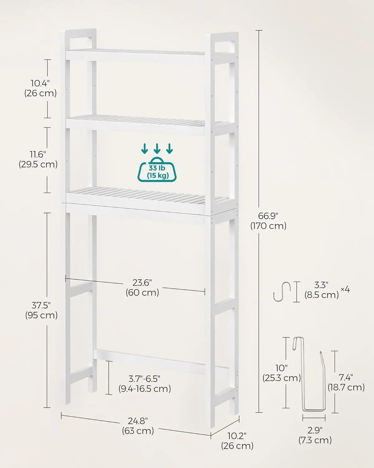 3-Tier Over Toilet Bathroom Organizer