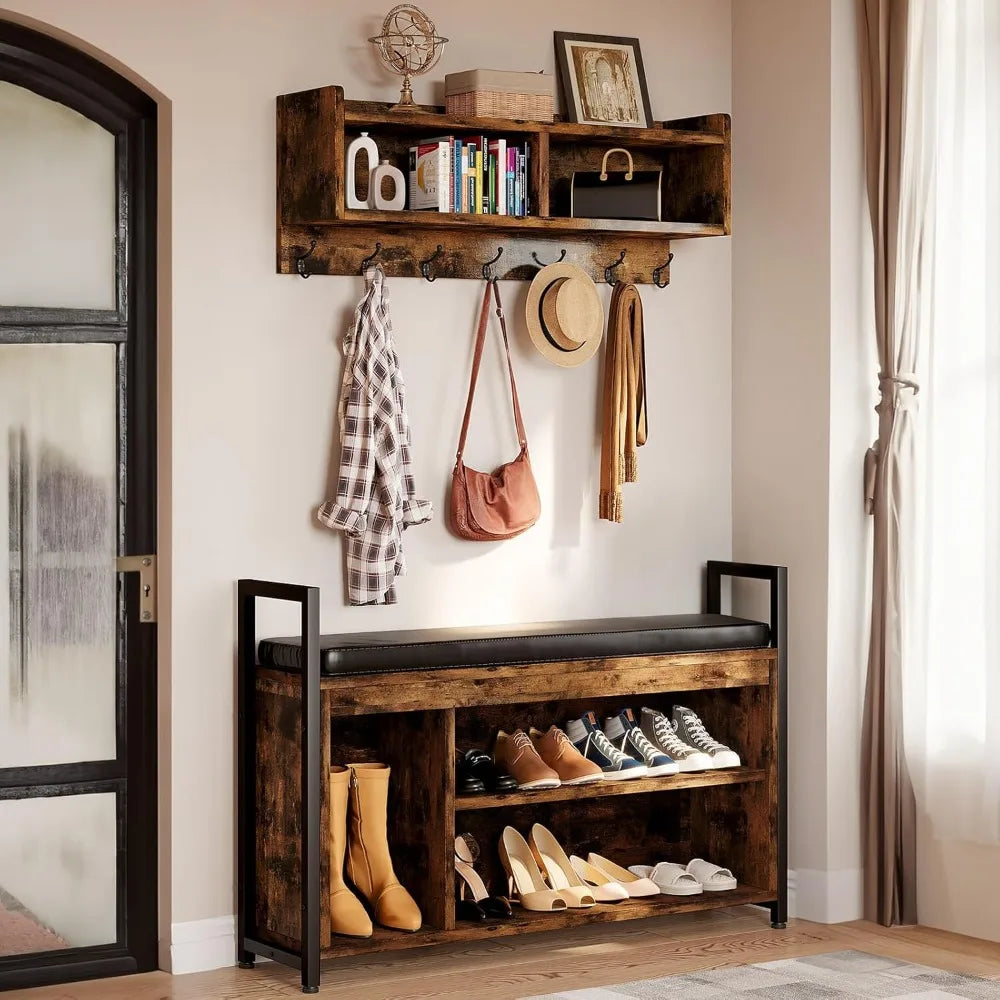 Wall Mount Coat Rack with Bench