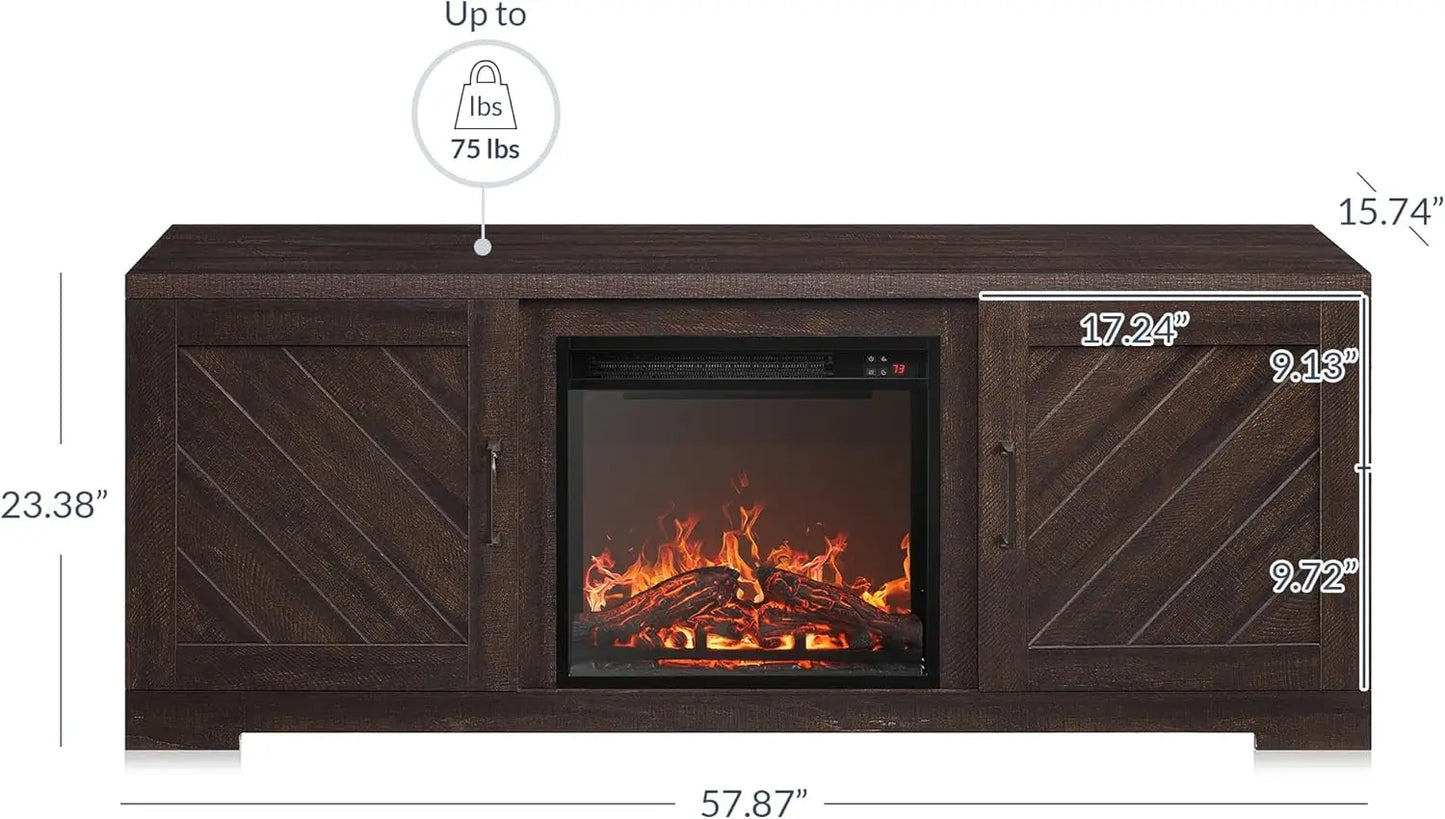 Farmhouse TV Stand and Electric Fireplace