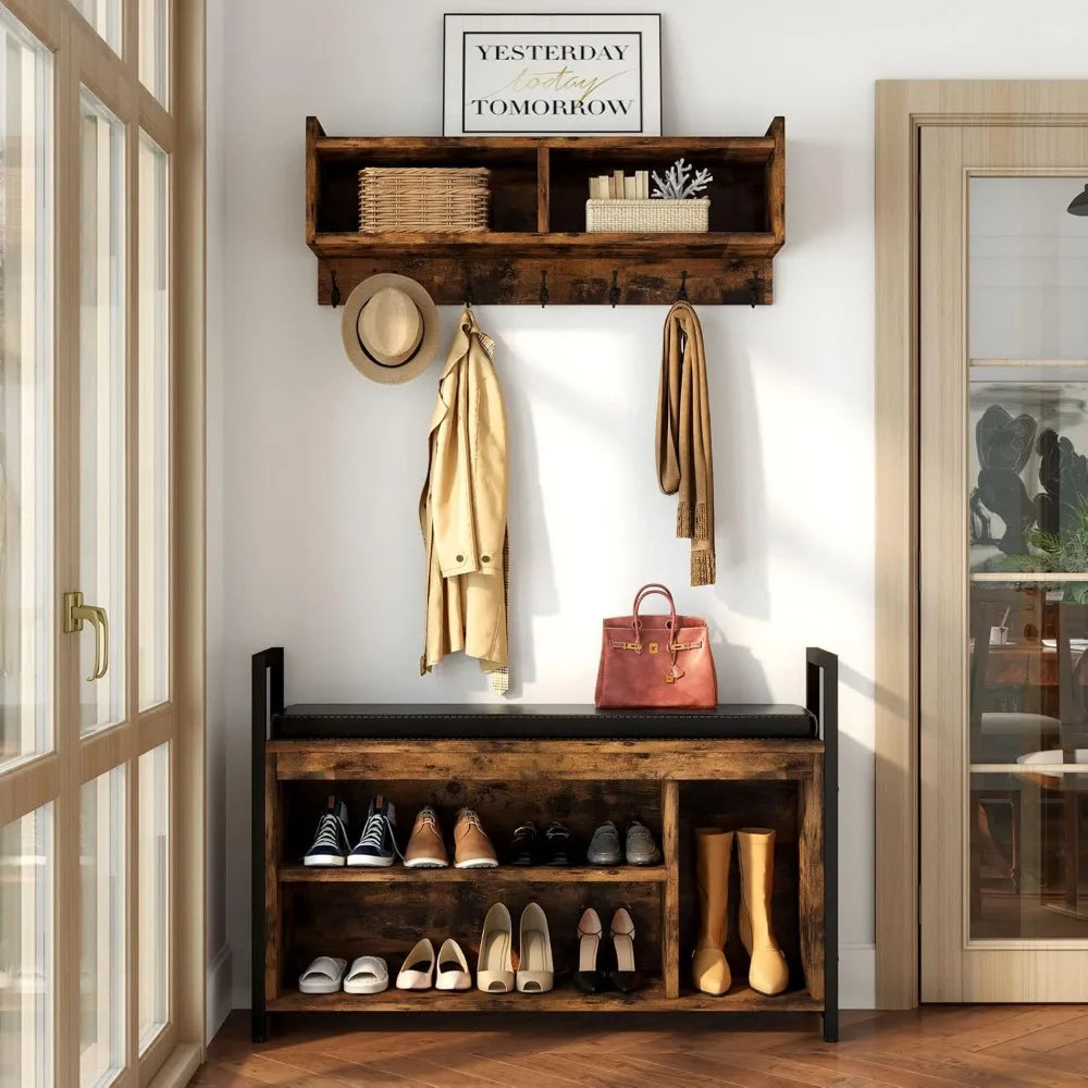 Wall Mount Coat Rack with Bench