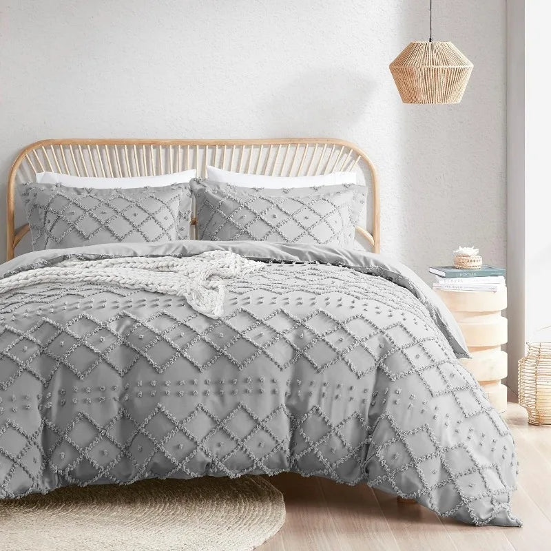 Duvet Cover Tufted Microfiber Bedding Set